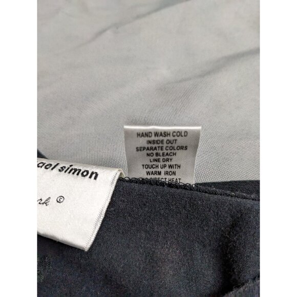 Vintage Michael Simon top Black Boat Neck Three Cats Ruffle Shirt Womens Size L - Picture 6 of 9